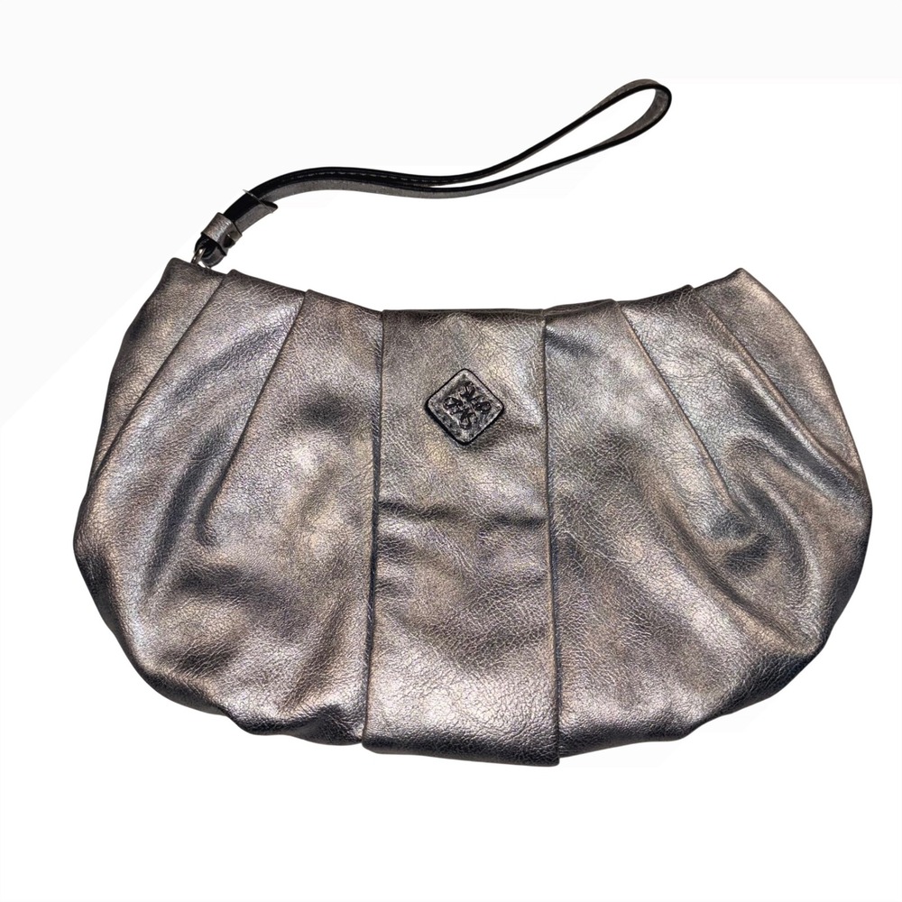 Vera Bradley Metallic‎ Silver Pleated Wristlet Clutch Bag NEW